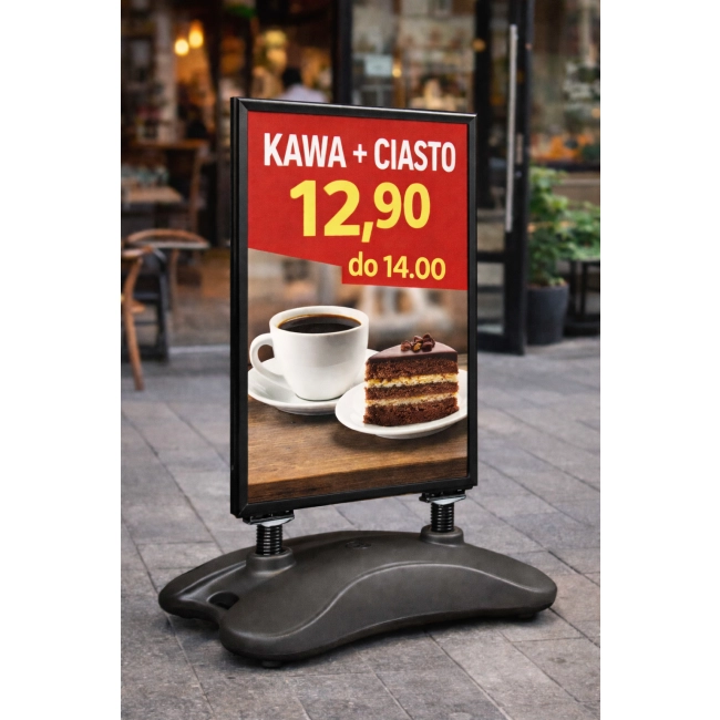 Potykacz reklamowy A0 Hampton czarny - stabilny stojak zewnętrzny